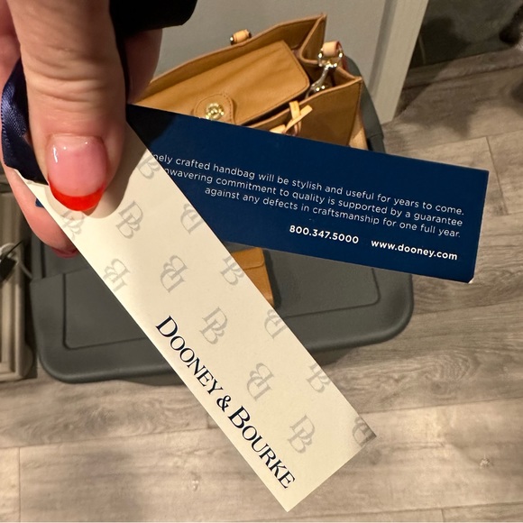 DOONEY AND BOURKE Tan/Brown Pebbled Leather Satchel Handbag, Wallet, Key Fob - Picture 7 of 11